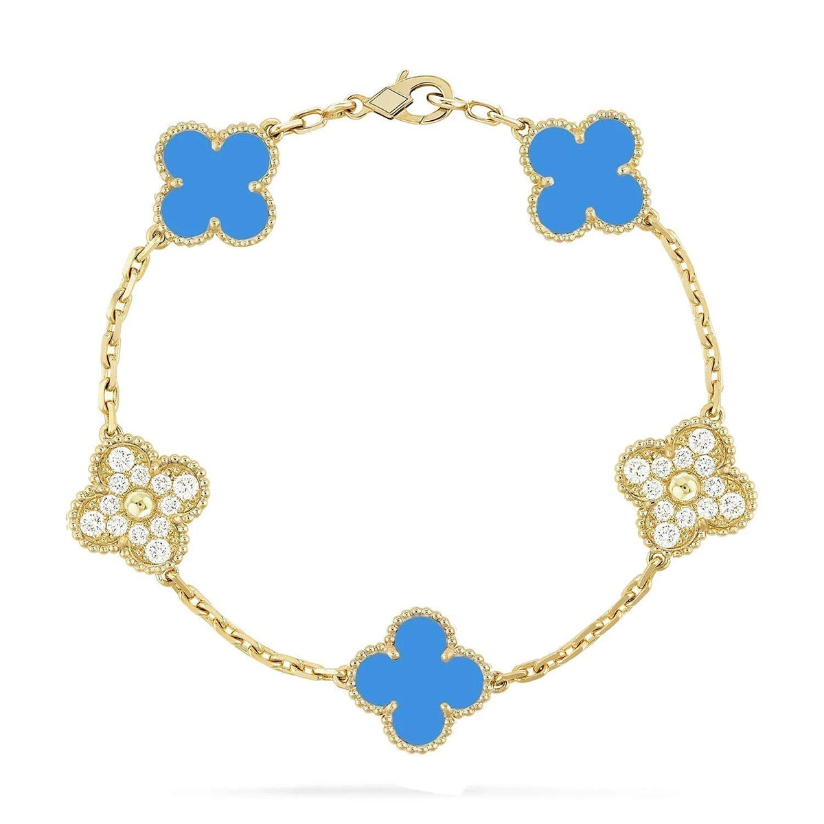 [⭐Renara] CLOVER 5 MOTIF BLUE AGATE BRACELET COLLECTION