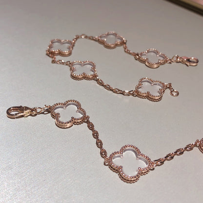 [⭐Renara]CLOVER 5 MOTIF ROCK CRYSTAL BRACELET