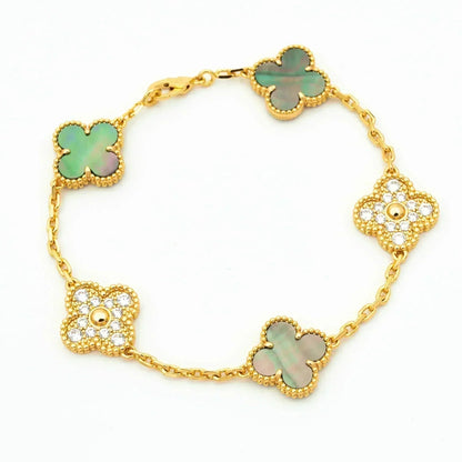 [⭐Renara] CLOVER 5 MOTIF GRAY MOP BRACELET COLLECTION