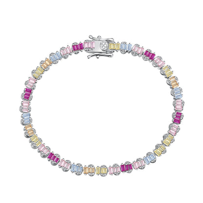[Lucky Jewelry]Delicate Colorful Emerald Cut Party Bracelet