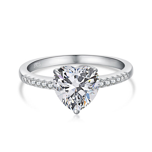 [Lucky Jewelry]2.0 Carat Dazzling Lustrous Heart Cut Lover Ring