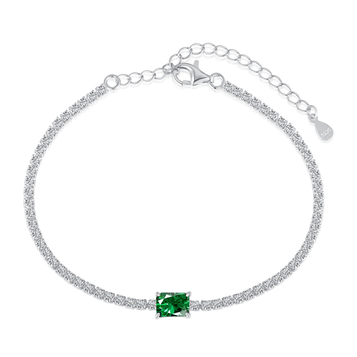 [Lucky Jewelry]1.0 Carat Unique Emerald Cut Banquet Bracelet