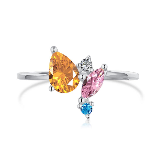 [Lucky Jewelry]Radiant Colorful Multi Cut Daily Ring