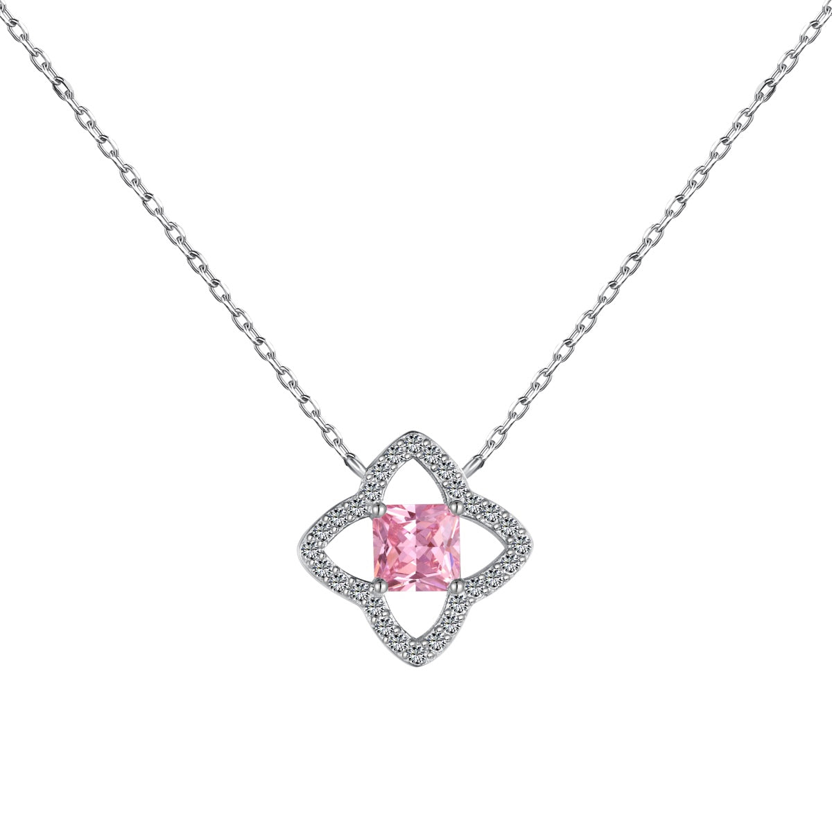 [Lucky Jewelry]Exquisite Flower Shape Princess Cut Necklace
