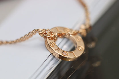 [⭐Renara]LOVE NECKLACE ADJUSTABLE ROSE GOLD 2 DIAMOND