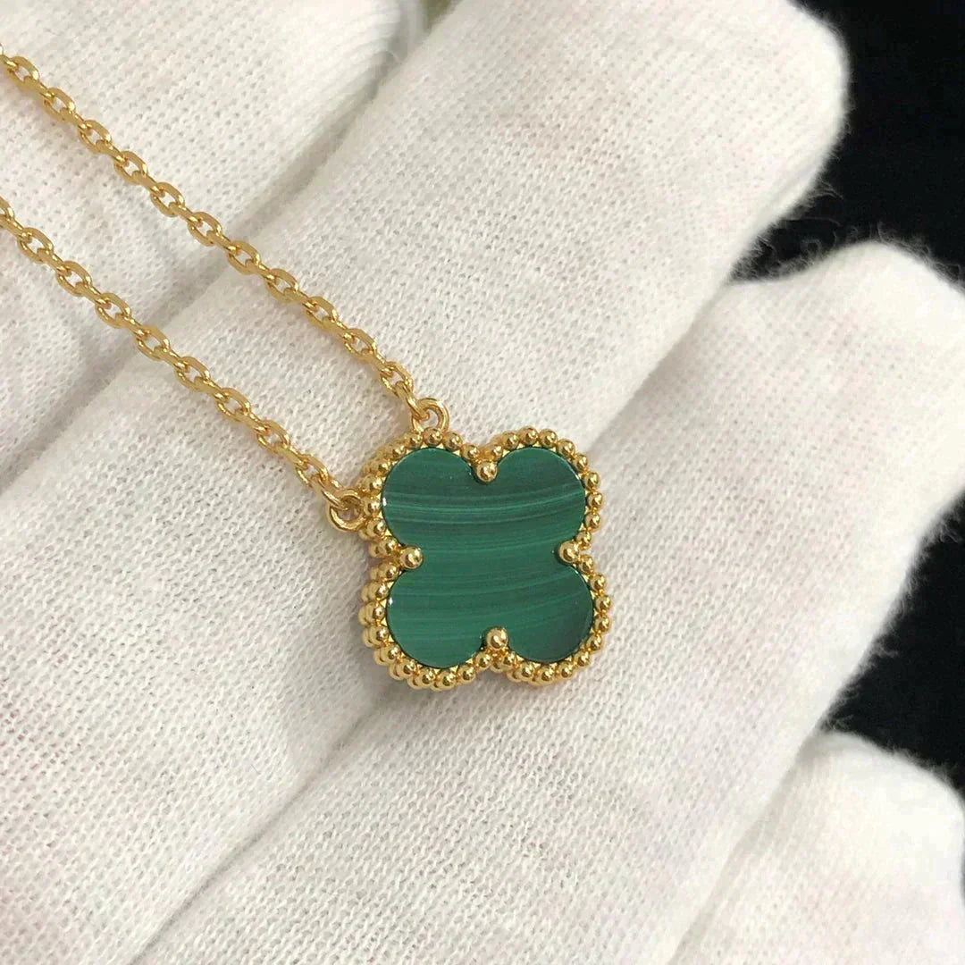 [⭐Renara]CLOVER 15MM MALACHITE SINGLE FLOWER  NECKLACE