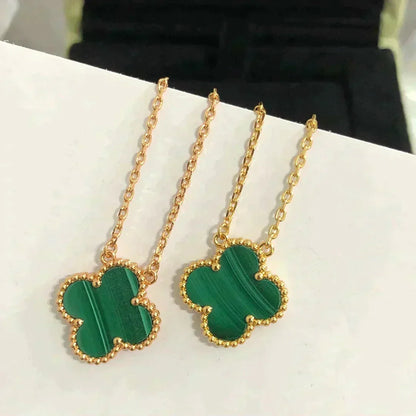 [⭐Renara]CLOVER 15MM MALACHITE SINGLE FLOWER  NECKLACE
