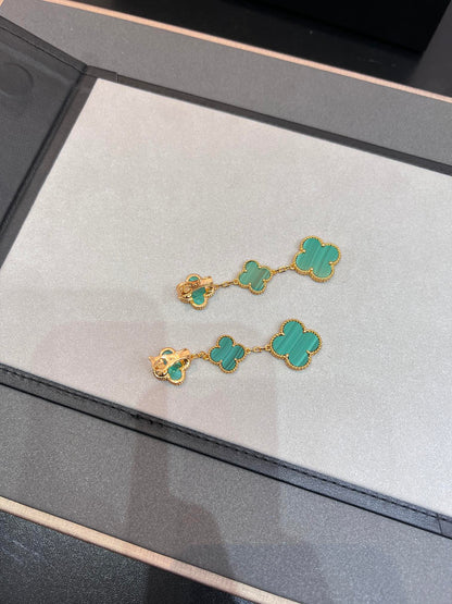 [⭐Renara]CLOVER MALACHITE 3 MOTIFS GOLD