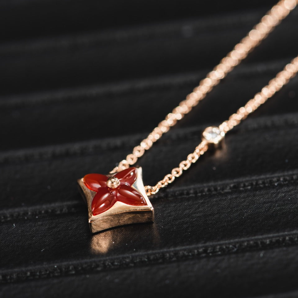 [⭐Renara]STAR NECKLACE PINK GOLD 1 DIAMOND
