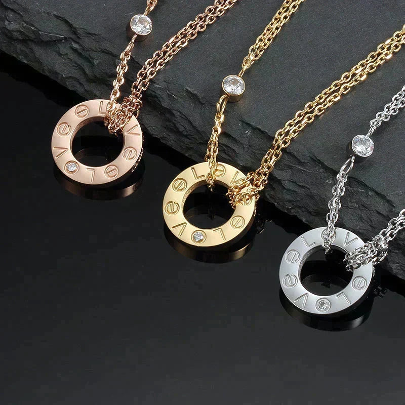 [⭐Renara]LOVE NECKLACE 16MM 2 DIAMONDS