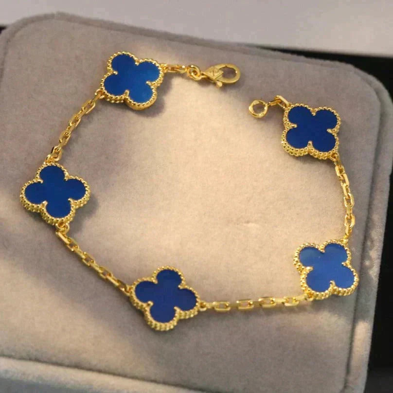 [⭐Renara] CLOVER 5 MOTIF BLUE AGATE BRACELET COLLECTION
