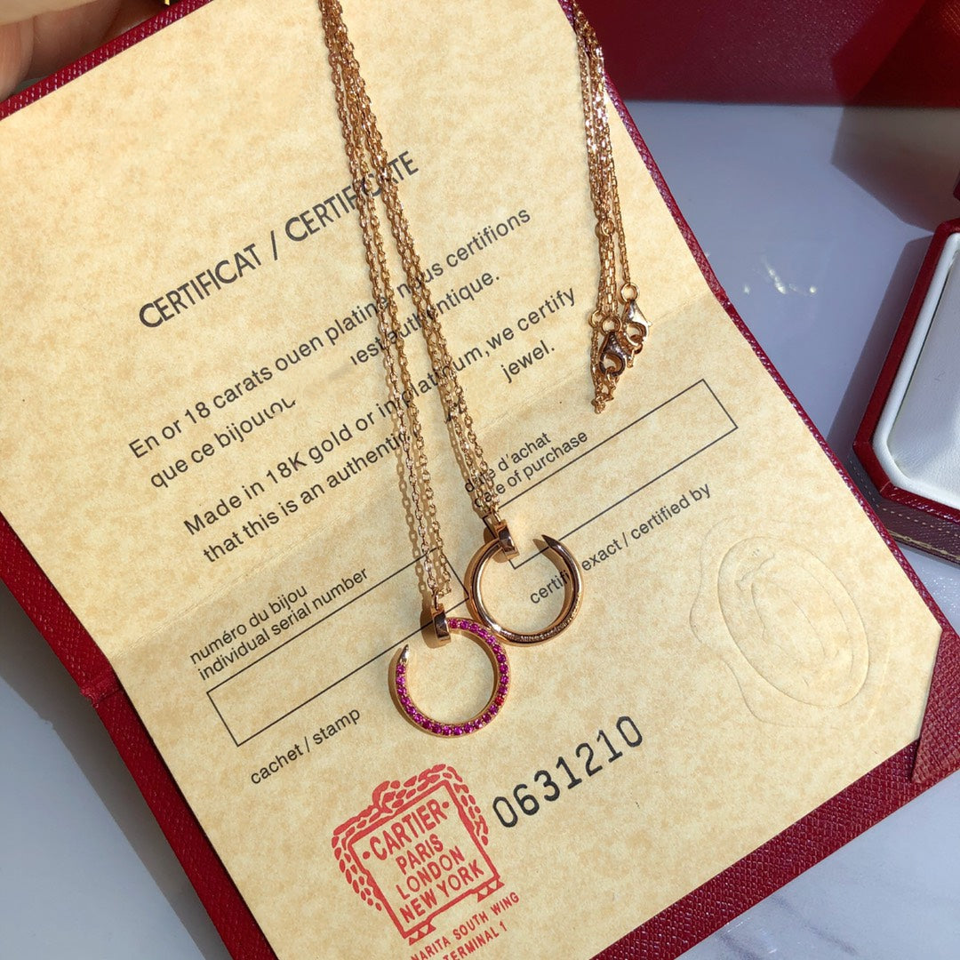 [⭐Renara]JUSTE NECKLACE GOLD RED DIAMONDS