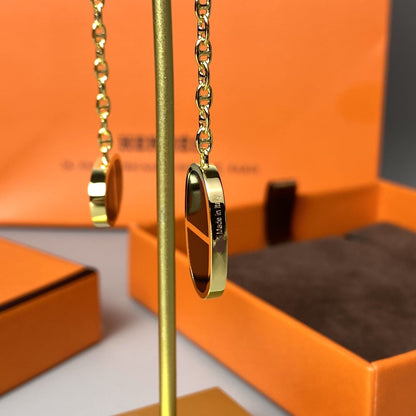 [⭐Renara]CHAINE VERSO BLACK CERAMIC EARRINGS