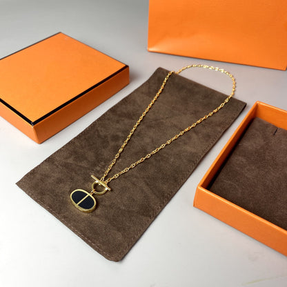 [⭐Renara]CHAINE VERSO BLACK CERAMIC NECKLACE