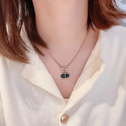 [⭐Renara]CHAINE VERSO BLACK CERAMIC NECKLACE