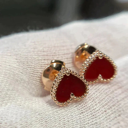 [⭐Renara]HEART CARNELIAN STUD EARRINGS