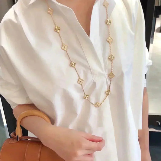 [⭐Renara]CLOVER 20 MOTIFS LASER DIAMOND NECKLACE