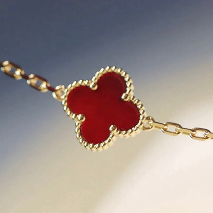 [⭐Renara]CLOVER 20 MOTIFS CARNELIAN NECKLACE