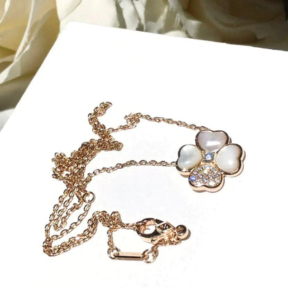 [⭐Renara]CLOVER MOP DIAMOND ROSE GOLD NECKLACE