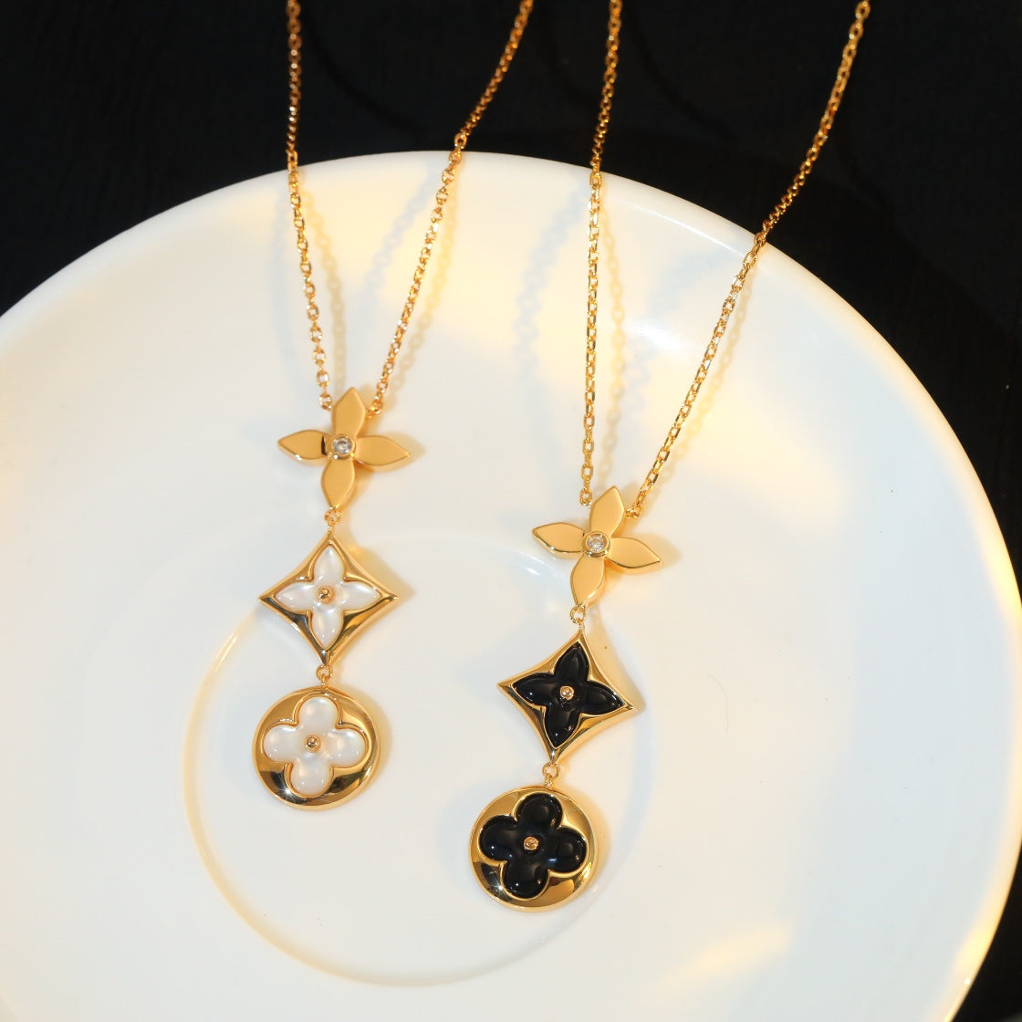 [⭐Renara]STAR AND SUN ONYX PINK GOLD NECKLACE