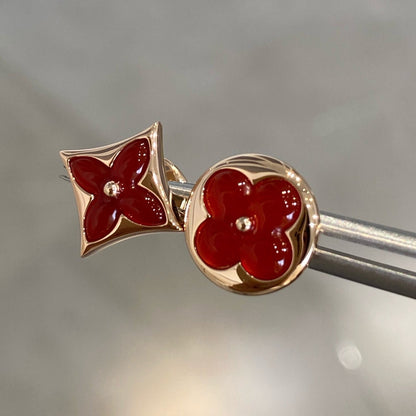 [⭐Renara]STAR AND SUN PINK GOLD CARNELIAN STUD EARRINGS