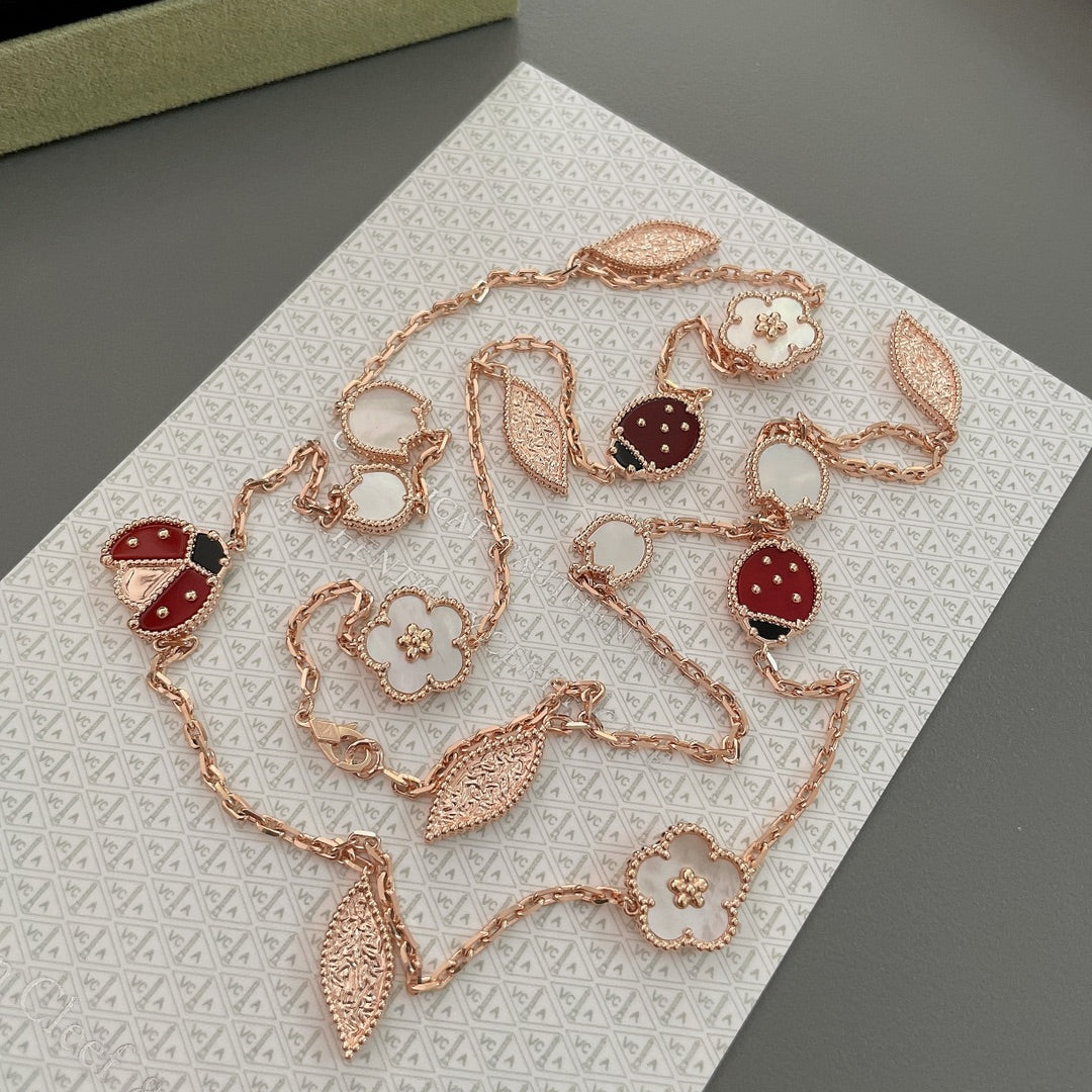 [⭐Renara]LUCKY SPRING 15 MOTIFS ROSE GOLD NECKLACE
