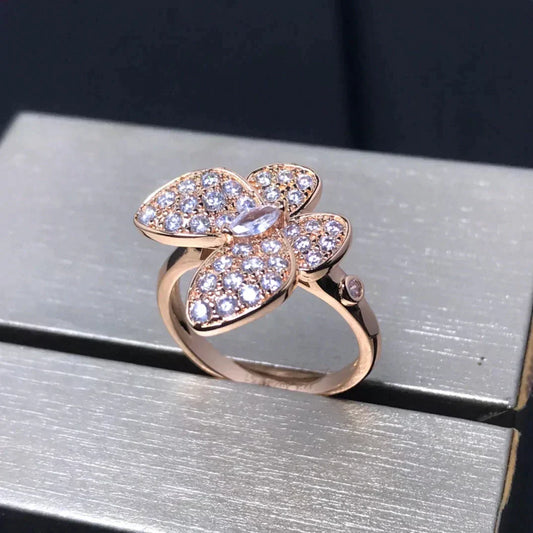 [⭐Renara]BUTTERFLY PINK GOLD DIAMOND RING