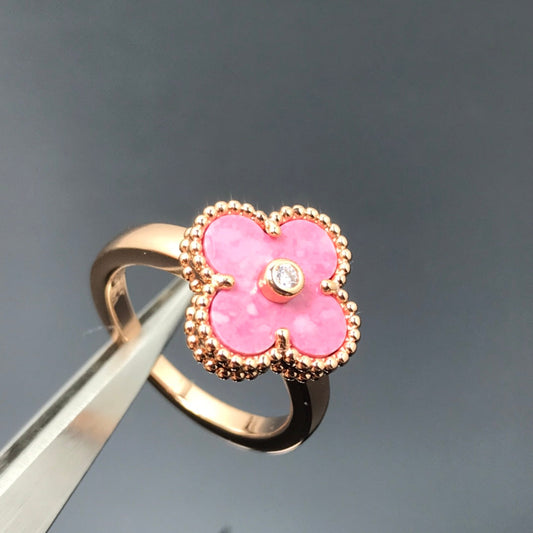 [⭐Renara]CLOVER RHODONITE ROSE GOLD RING