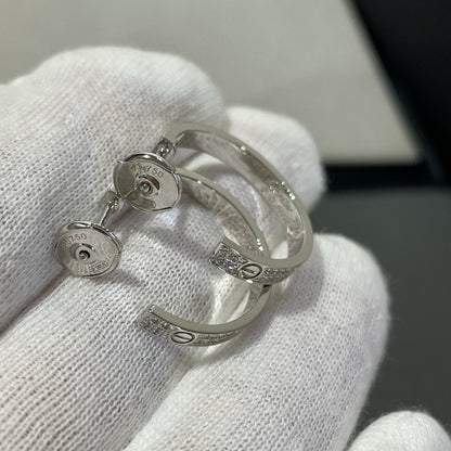 [⭐Renara]LOVE DIAMOND SILVER HOOP EARRINGS