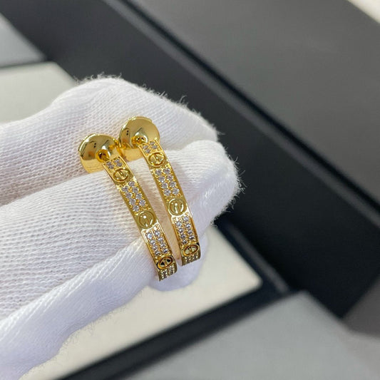 [⭐Renara]LOVE DIAMOND GOLD HOOP EARRINGS