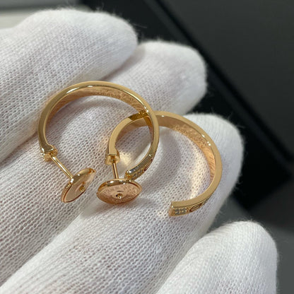 [⭐Renara]LOVE DIAMOND PINK GOLD HOOP EARRINGS