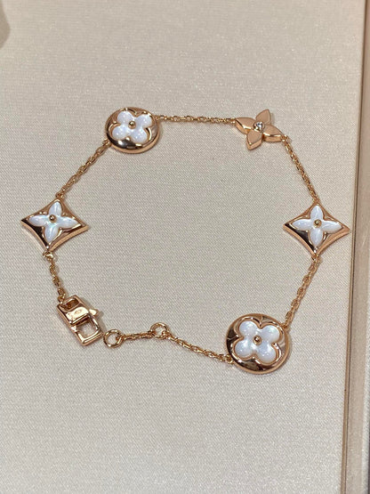 [⭐Renara]STAR AND SUN 5 MOTIF MOP PINK GOLD BRACELET