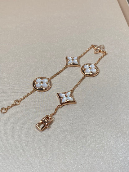[⭐Renara]STAR AND SUN 5 MOTIF MOP PINK GOLD BRACELET