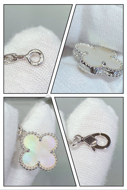 [⭐Renara]CLOVER 5 MOTIF WHITE MOP SILVER BRACELET