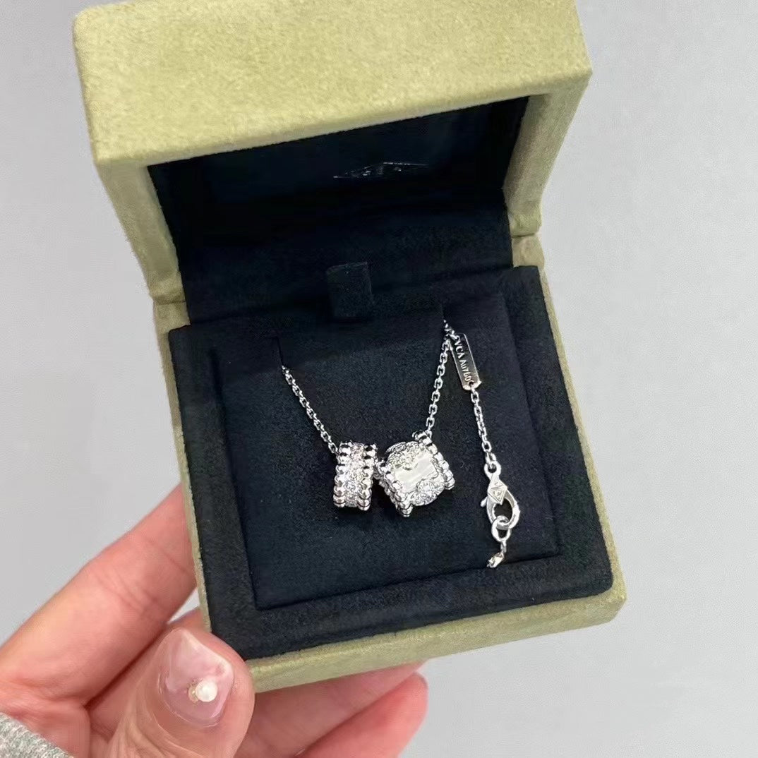 [⭐Renara]PERLEE DOUBLE PENDANT SILVER DIAMOND NECKLACE