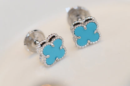 [⭐Renara]CLOVER MINI TURQUOISE SILVER STUD EARRINGS