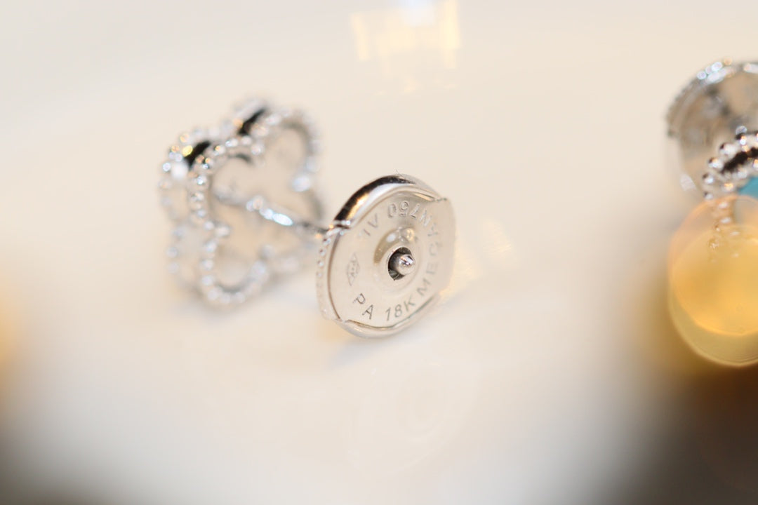 [⭐Renara]CLOVER MINI TURQUOISE SILVER STUD EARRINGS