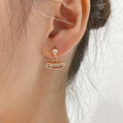 [⭐Renara]MOVE UNO PINK GOLD DIAMOND EARRINGS