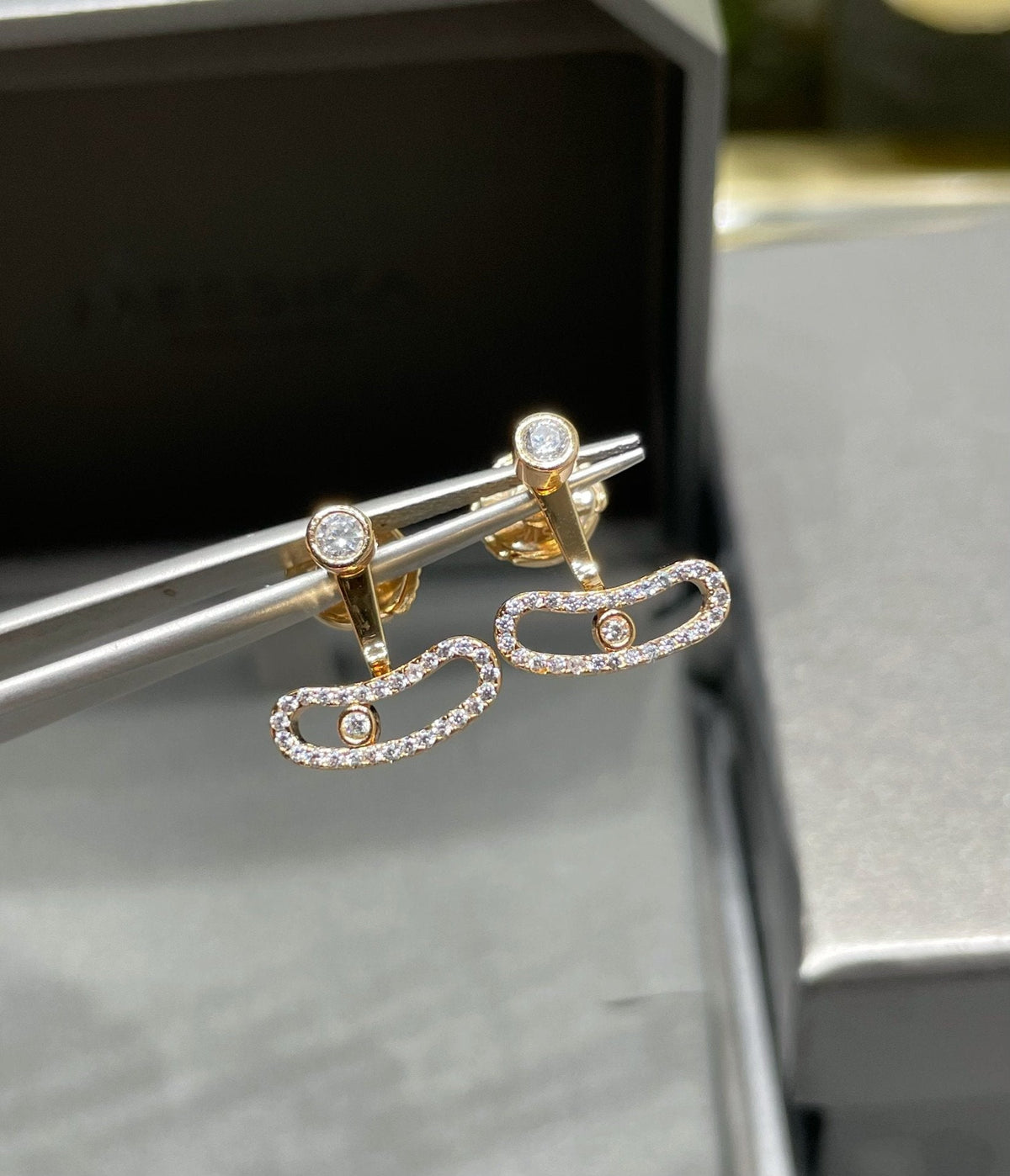 [⭐Renara]MOVE UNO PINK GOLD DIAMOND EARRINGS