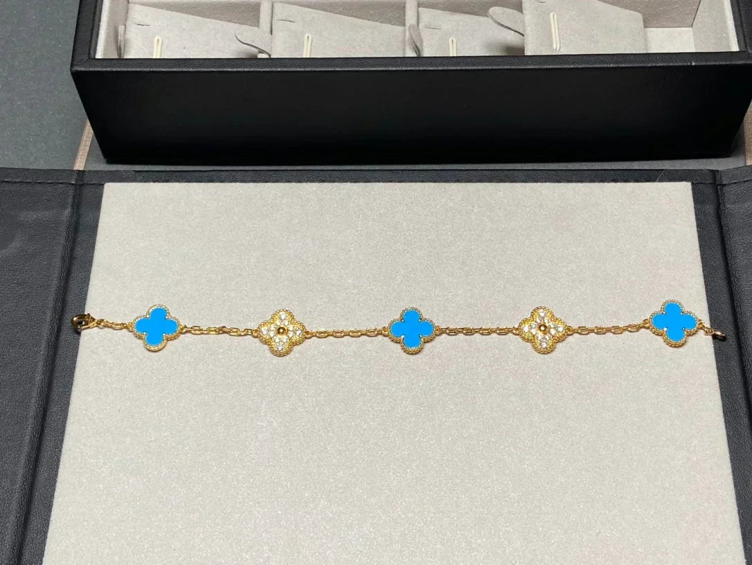 [⭐Renara] CLOVER 5 MOTIF BLUE AGATE BRACELET COLLECTION