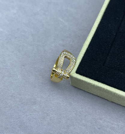 [⭐Renara]Wide Hoof-Shaped Diamond-Studded Ring