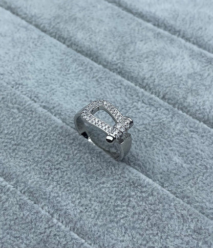 [⭐Renara]Wide Hoof-Shaped Diamond-Studded Ring