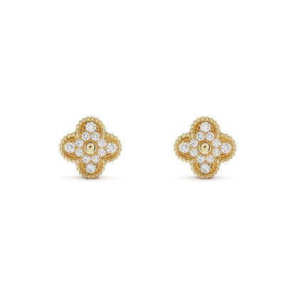 [⭐Renara]CLOVER MEDIUM 1 MOTIFS FUll DIAMOND EARRINGS