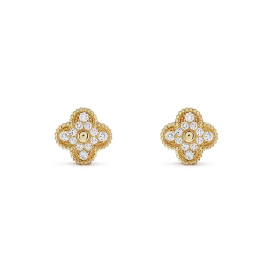 [⭐Renara]CLOVER MEDIUM 1 MOTIFS FUll DIAMOND EARRINGS