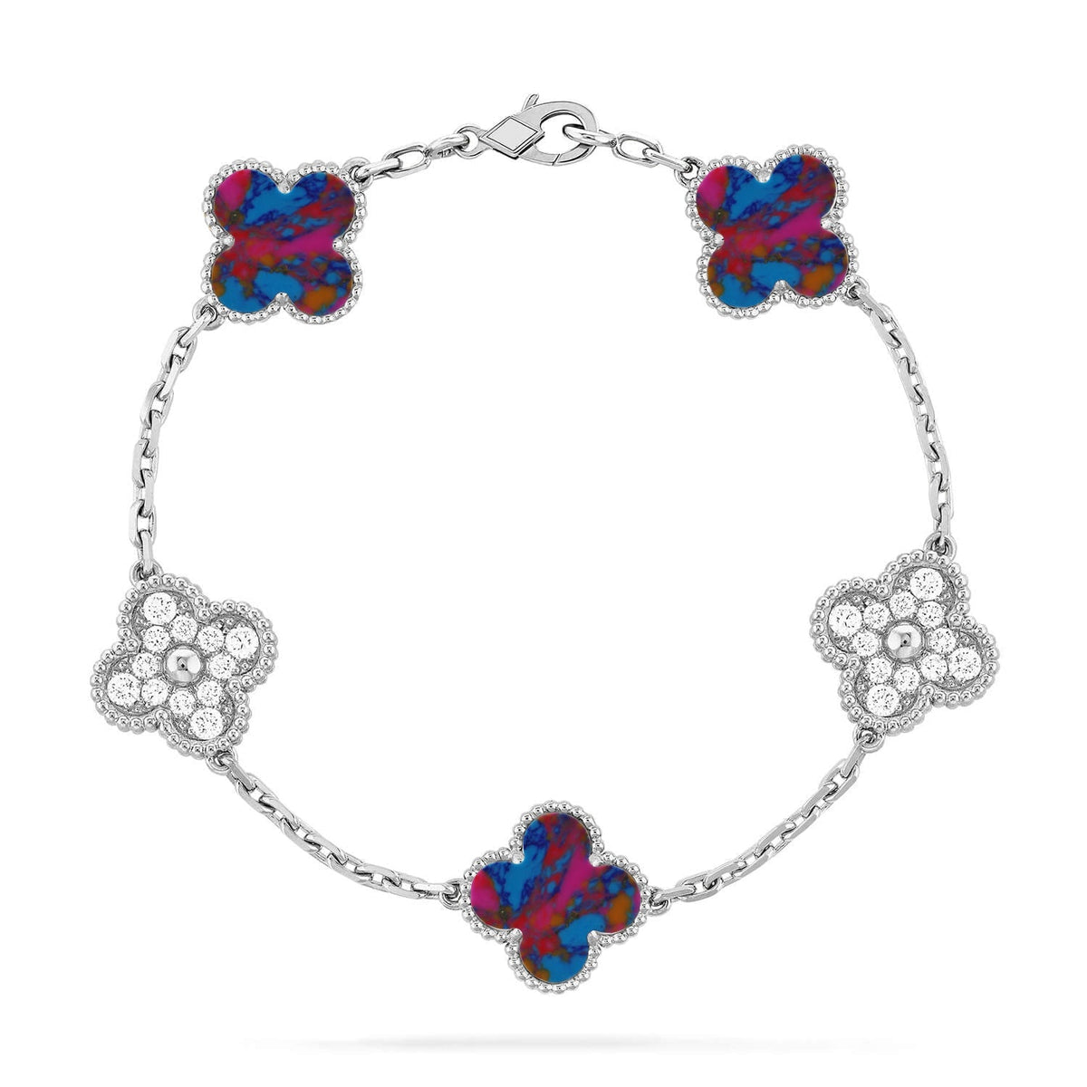[⭐Renara]CLOVER 5 MOTIF COLOR GEMSTONES BRACELET COLLECTION