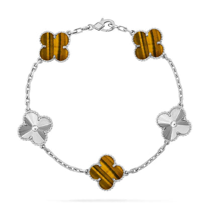 [⭐Renara] CLOVER 5 MOTIFS TIGER EYE BRACELET COLLECTION