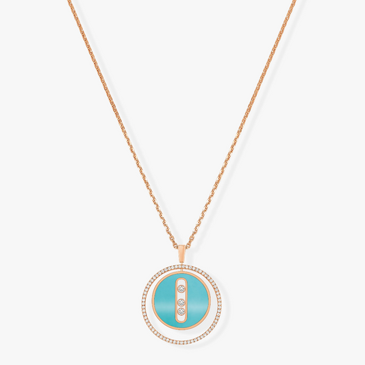[⭐Renara]Demo MOVE 3 DIAMONDS TURQUOISE PINK GOLD DIAMOND NECKLACE