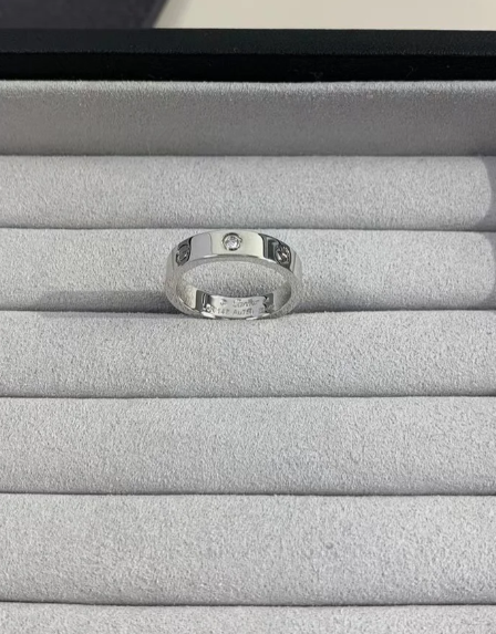 [⭐Renara]LOVE RING 4MM 1 DIAMOND SILVER