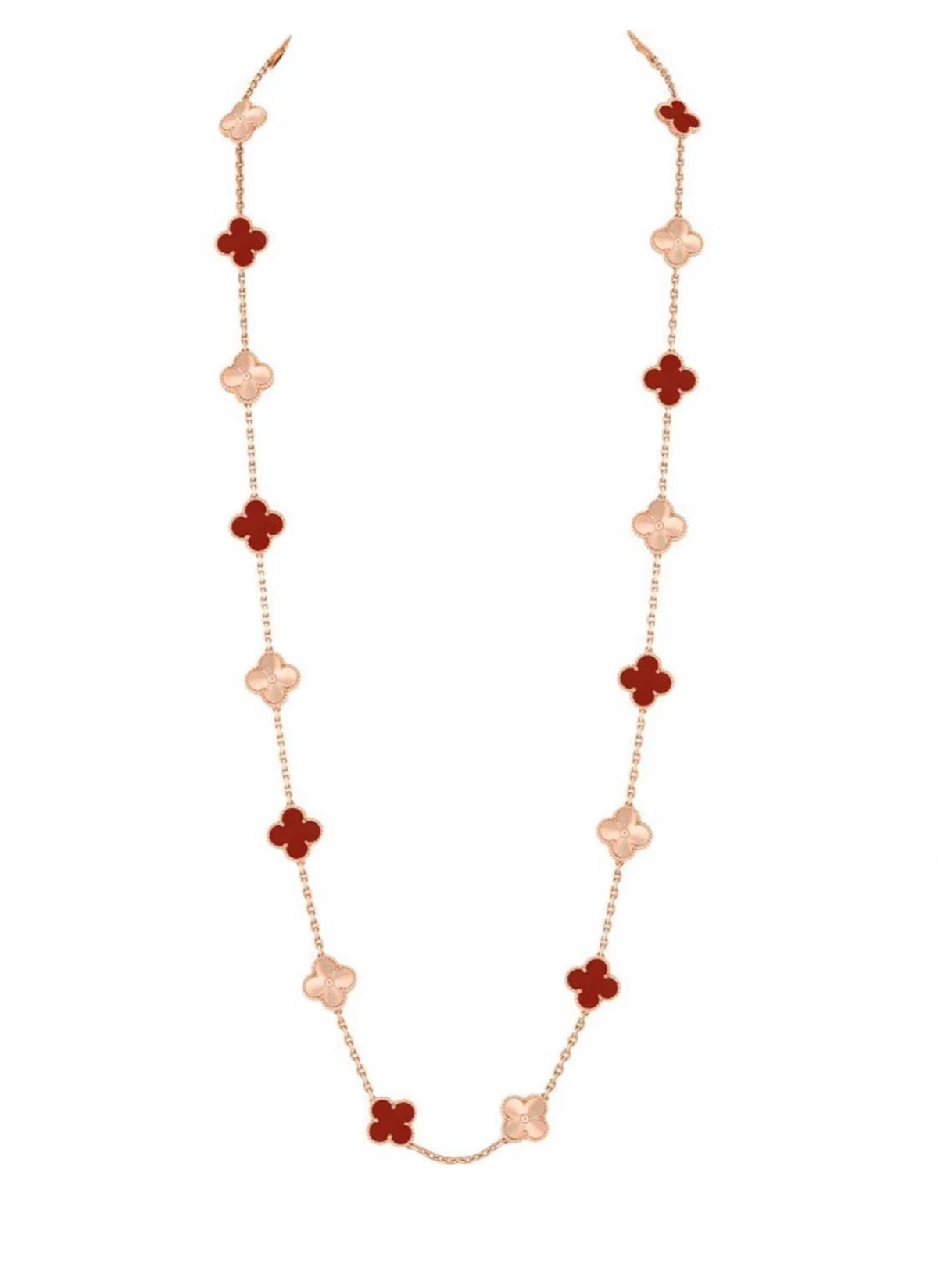 [⭐Renara]CLOVER 20 MOTIFS LASER CARNELIAN NECKLACE