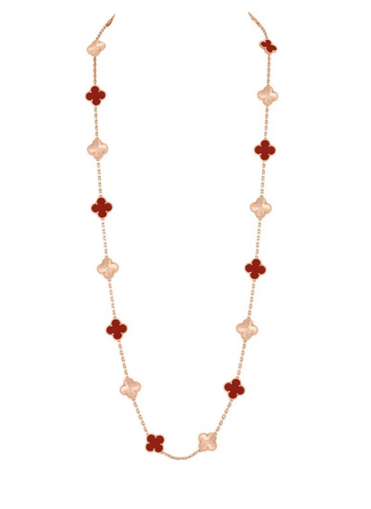 [⭐Renara]CLOVER 20 MOTIFS LASER CARNELIAN NECKLACE